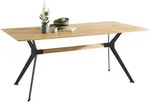 Linea Natura Esstisch, Schwarz, Eiche, Holz, Metall, Eiche, Hartholz, rechteckig,