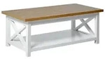 Couchtisch, Wei&szlig;, Eiche, Holzwerkstoff, rechteckig, eckig, X-Form, 57x42x110 cm,