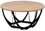 Xora Beistelltisch Mella, Schwarz, Eiche Artisan, Metall, Holzwerkstoff, rund,