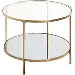Couchtisch Porto, Klar, Gold, Metall, Glas, rund, eckig, 60x45x60 cm, offenes Fach,