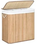 Calicosy Bambus-W&auml;schekorb, Braun, Holz, 40x61.5x7 cm, Ordnen & Aufbewahren,
