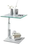 Venda Couchtisch, Silber, Metall, Glas, rechteckig, S&auml;ule, Bodenplatte, 47x47-65x55