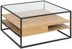 Couchtisch, Klar, Schwarz, Eiche, Metall, Glas, Holzwerkstoff, Wildeiche,