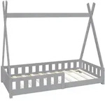 Ml-Design Kinderbett, Hellgrau, Holz, Kiefer, Rechteckig, 80x160 cm, Kinder- &