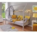 Mid.you Hausbett, Hellgrau, Holz, Kiefer, massiv, 90x200 cm, Kinder- & Jugendzimmer,