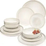 S&auml;nger Tafelservice, Creme, Stein, 12-teilig, Rund, 27.5x5x27.5 cm, kratzfest, Essen