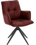 Dieter Knoll Armlehnstuhl, Schwarz, Bordeaux, Metall, Leder, Echtleder, Rindleder,