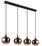 Globo H&auml;ngeleuchte Maxy, Klar, Schwarz, Kupfer, Schwarzchrom, Metall, Glas, Textil,