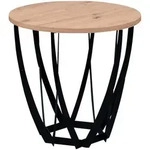 Xora Beistelltisch Mella, Schwarz, Eiche Artisan, Metall, Holzwerkstoff, rund,
