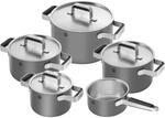 Zwilling Kochtopfset Zwilling Pure, Grau, Metall, 5-teilig, 16 cm,20 cm,16 cm, rund,