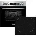 Midea Herdset, Schwarz, Edelstahl, Metall, Glas, A+, 59.5x59.5x57.5 cm,