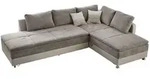 luma-home Ecksofa-Dauerschl&auml;fer, Beige, Graubraun, Metall, 4-Sitzer, F&uuml;llung: