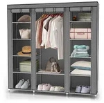 Intirilife Kleiderschrank, Grau, Textil, 45x175x150 cm, Schlafzimmer,