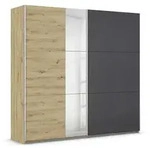 Rauch M&ouml;bel Schwebet&uuml;renschrank, Dunkelgrau, Eiche Artisan, Glas, Holzwerkstoff, 2