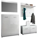 Carryhome Garderobe Adana, Wei&szlig;, Holzwerkstoff, 4-teilig, 201x200x39 cm, Garderobe,