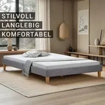 Homestyle4u Polsterbett, Grau, Textil, 160x200 cm, Schlafzimmer, Betten,
