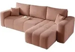 Idohome Ecksofa, Rosa, Textil, 3-Sitzer, L-Form,L-Form, 248x145 cm, Wohnzimmer,...