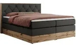 MKS Boxspringbett, Dunkelgrau, Textil, 2-Sitzer, H4, Rechteckig, 180x200 cm,