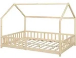 [en.casa] Hausbett, Natur, Holz, Kiefer, 120x200 cm, Kinder- & Jugendzimmer,