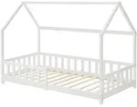 [en.casa] Hausbett, Wei&szlig;, Holz, Kiefer, 90x200 cm, Kinder- & Jugendzimmer,