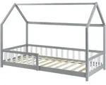 [en.casa] Hausbett, Grau, Holz, Kiefer, 90x200 cm, Kinder- & Jugendzimmer,