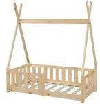 [en.casa] Kinderbett, Natur, Holz, Kiefer, 70x140 cm, Kinder- & Jugendzimmer,