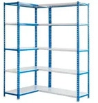 Proregal Eckregal, Blau, Metall, 90x180x30 cm, Freizeit, Heimwerken, Werkstatt,