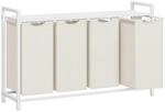 Mid.you W&auml;schekorb, Wei&szlig;, Beige, Metall, Textil, Holzwerkstoff, 160 L, rechteckig,