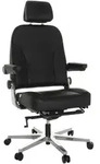 Mid.you Chefsessel, Schwarz, Leder, Echtleder, Drehkreuz, 70x123-133x63 cm,