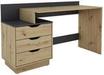 Mid.you Schreibtisch, Anthrazit, Eiche Artisan, Holzwerkstoff, 3 Schublade(n)