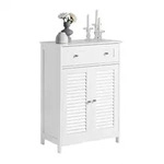 SoBuy Badezimmerschrank, Wei&szlig;, Holzwerkstoff, 60x87x35 cm, Badezimmer,