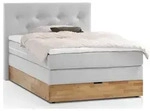 Belanoti Boxspringbett, Wei&szlig;, Textil, Echtholz,Eiche, 7-Zonen, 140x200 cm,