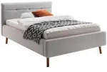 Boxxx Polsterbett Lotte, Hellgrau, Holz, Eiche,Birke, Buche, massiv, 140x200 cm,
