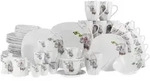 Creatable Kombiservice Square Orchidee, Wei&szlig;, Fuchsia, Keramik, 62-teilig, Blume,