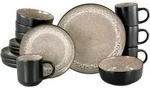 Creatable Kombiservice Nordic Fjord Beige, Schwarz, Beige, Keramik, 16-teilig, 300