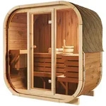 FinnTherm Fasssauna, Natur, Holz, Oval, 195x210x113 cm, Freizeit, Wellness,...