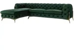 S-Style M&ouml;bel Ecksofa, Smaragdgr&uuml;n, Textil, Echtholz,Buche, Birke, 5-Sitzer,