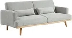 Vente-Unique Schlafsofa, Hellgrau, Textil, Uni, 3-Sitzer, 216x85x89 cm, Wohnzimmer,
