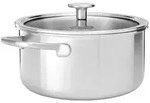 KitchenAid Kasserolle 3-Ply Stainless Steel, Edelstahl, Metall, Glas, 3.1 L, rund,