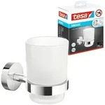 Tesa Zahnputzbecherhalter Smooz, Wei&szlig;, Chrom, Metall, Glas, 7x9.6x10.8 cm,