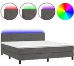 vidaXL Boxspringbett, Dunkelgrau, Textil, 180x203 cm, Schlafzimmer, Betten,