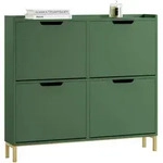 SoBuy Schuhschrank, Dunkelgr&uuml;n, Holzwerkstoff, Metall, 100x91x19 cm, Garderobe,