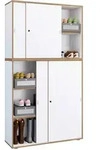 Mid.you Schuhschrank, Wei&szlig;, Honigeiche, Kunststoff, 3 F&auml;cher, 100x183x37 cm,