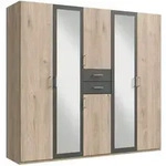 P & B Kleiderschrank Diver, Graphit, Eiche, Holz, Glas, Holzwerkstoff, 4...