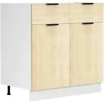 Mid.you K&uuml;chenunterschrank, Wei&szlig;, Honigeiche, Kunststoff, Holzwerkstoff, 2