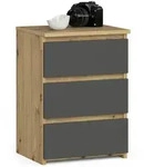 Akord Nachttisch, Eiche Artisan, Grau, Holzwerkstoff, Nachbildung, Holz Optik, 3