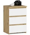 Akord Nachtschrank, Eiche Artisan, Wei&szlig;, Holzwerkstoff, Nachbildung, Holz Optik, 3