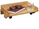 Relaxdays Bettablage, Hellbraun, Holz, 36x11.5x24.5 cm, Schlafzimmer, Nachttische