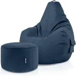 Green Bean Sitzsack, Dunkelblau, Textil, F&uuml;llung: Styroporkugeln, Oval,...