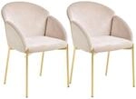 Livetastic Armlehnstuhl-Set, Taupe, Gold, Metall, Textil, Rundrohr, 48x79x62 cm,